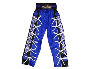 Custom kickboxing pants with name : KNPANTS-005-Blue-Black