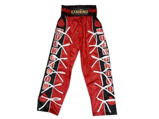 Custom kickboxing pants with name : KNPANTS-005-Red-Black