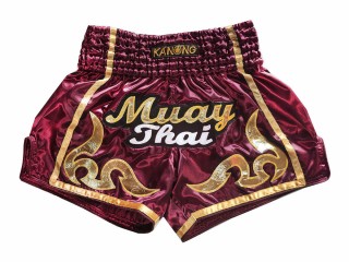 Kanong Retro Thai Boxing Shorts : KNSRTO-232-Maroon