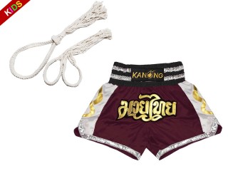 Mongkol Prajead set with Muay Thai Shorts for Children : Boran-147-Maroon