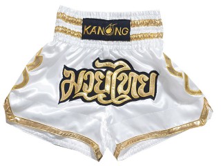 Kanong Muay Thai Kick boxing Shorts : KNS-121-White