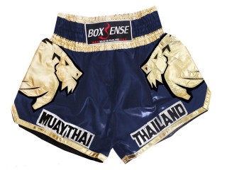Boxsense Muay Lion Thai Shorts : BXS-303-Navy