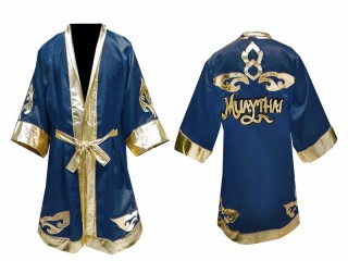 Kanong Custom Kids Muay Thai Fight Robe : Navy Lai Thai