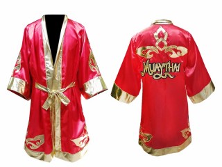 Kanong Custom Muay Thai Fight Robe : Red Lai Thai