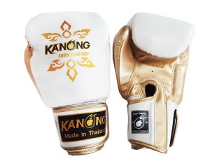 Kanong Muay Thai Boxing Gloves : Thai Power White/Gold