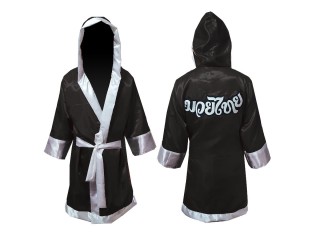 Kanong Customize Boxing Robe with hood : Black