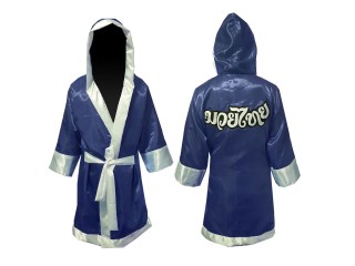 Kanong  Custom Boxing Robe with hood : Navy