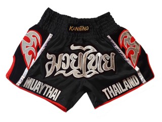 Kanong Retro Kids Thai Boxing Shorts : KNSRTO-207-Black