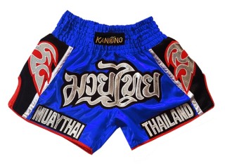 Kanong Retro Thai Boxing Shorts : KNSRTO-207-Blue