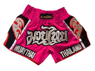 KIKFIT Ladies Pink Muay Thai Shorts Fight MMA Kick Boxing Shorts Grappling Martial Arts Gear UFC Cage Fighting Shorts Womens Clothing 