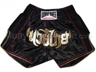 Lumpinee Ladies Retro Muay Thai Fight Shorts : LUMRTO-003 Black-W