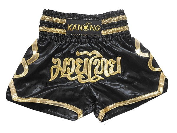Kanong Muay Thai Kick boxing Shorts : KNS-121-Black