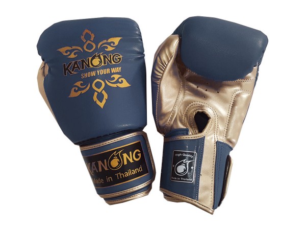 Kanong Kids Muay Thai Boxing Gloves : Thai Power Navy/Gold