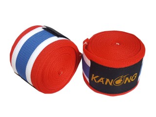 Kanong  Muay Thai Handwraps : Red/White/Blue