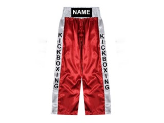 Custom made kickboxing trousers with name : KNPANTS-001-Red