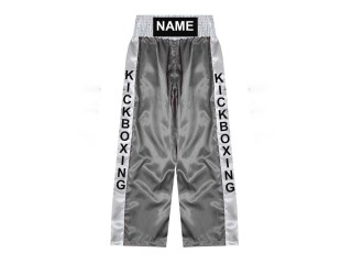 Personalised  kickboxing trousers with name : KNPANTS-001-Silver