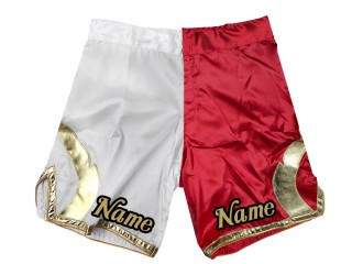 Custom MMA board shorts : White-Red