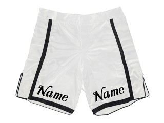 Custom MMA board shorts : White-Black