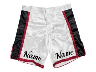 Custom MMA shorts : White-Red