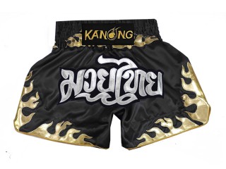 Kanong Muay Thai boxing Shorts : KNS-145-Black
