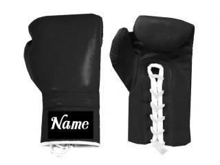 Custom Lace-up Kick Boxing Gloves : Black