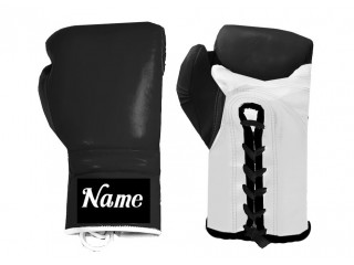 Personalize Lace-up Kick Boxing Gloves : Black-White