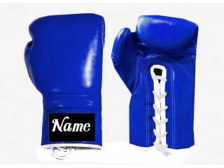 Personalize Lace-up Muay Thai Gloves : Blue