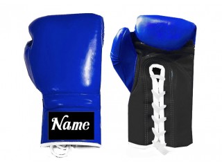 Personalize Lace-up Muay Thai Gloves : Blue-Black