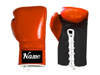 Customize  Lace-up Boxing Gloves : Orange-Black