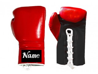 Customize Lace-up Boxing Gloves : Red-Black