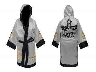 Kanong Custom Muay Thai Fight Robe : KNFIR-143-Silver