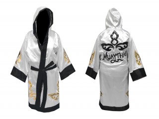 Kanong Custom Muay Thai Fight Robe : KNFIR-143-White