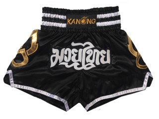 Kanong Muay Thai boxing Shorts : KNS-143-Black