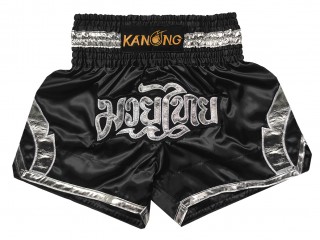 Kanong Muay Thai boxing Shorts : KNS-144-Black-Silver