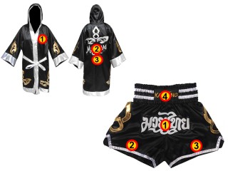 Custom Muay Thai Robe with hood and Kickboxing Shorts : Set-Robe