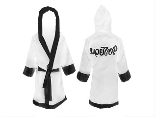 Kanong Custom Boxing Robewith hood  : White