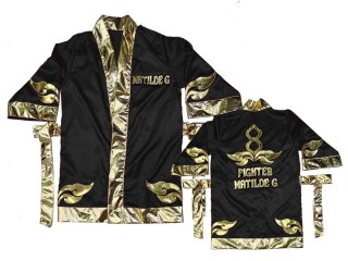 Kanong Customize Muay Thai Boxing Robe : KNFIRCUST-001 Black-Gold