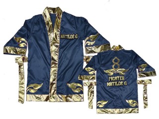 Kanong Customize Muay Thai Boxing Robe : KNFIRCUST-001 Navy-Gold