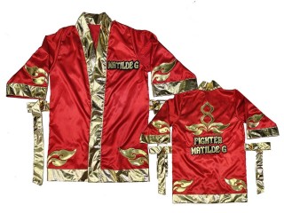 Kanong Customize Muay Thai Fight Robe : KNFIRCUST-001 Red-Gold