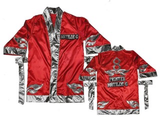 Kanong Customize Muay Thai Fight Robe : KNFIRCUST-001 Red-Silver