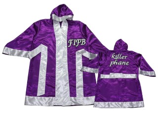 Kanong Customize Muay Thai Boxing Robe with hood : KNFIRCUST-002 Purple