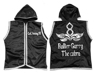 KANONG Custom Muay Thai Hoodies / Walk in Hoodies Jacket : KNHODCUST-001 Black-Silver