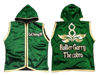 Kanong  Custom Muay Thai Hoodies / Walk in Hoodies Jacket : KNHODCUST-001-Green-Gold