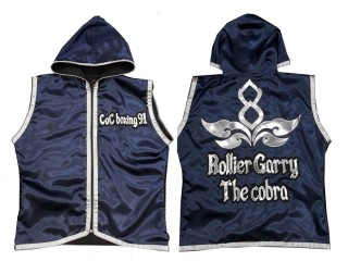 Kanong Custom Muay Thai Hoodies / Walk in Hoodies Jacket : KNHODCUST-001-Navy-Silver