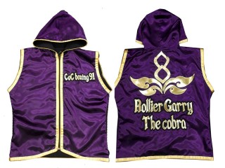 Kanong  Custom Muay Thai Hoodies / Walk in Hoodies Jacket : KNHODCUST-001-Purple-Gold