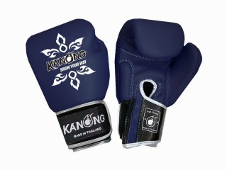 Kanong Genuine Leather Boxing Gloves : Thai Power Navy/Silver