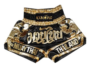 Kanong Kid Muay Thai Kick boxing Shorts : KNS-136-Black