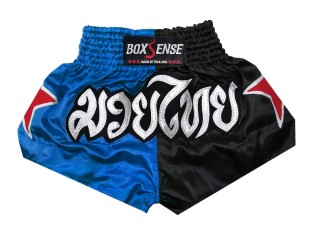 Boxsense Thai Boxing Shorts : BXS-089-Blue-Black