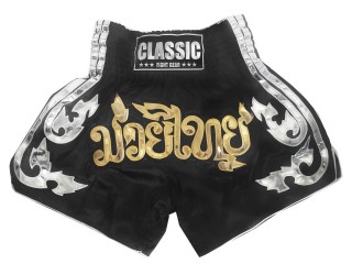 Classic Muay Thai Kickboxing Shorts : CLS-015 Black
