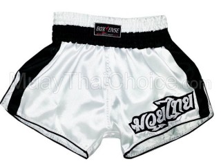 Boxsense Retro Thai Boxing Shorts : BXSRTO-002-White